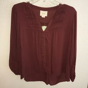 Maroon Anthropologie Maeve Peasant Top